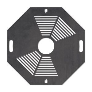 Feuerplatte Grillplatte mit integriertem Rost 8-eckig Ø 98 cm Design 1 Schamotte-Shop.de