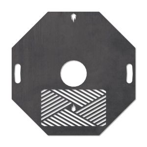 Feuerplatte Grillplatte mit integriertem Rost 8-eckig Ø 98 cm Design 2 Schamotte-Shop.de