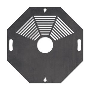 Feuerplatte Grillplatte mit integriertem Rost 8-eckig Ø 98 cm Design 3 Schamotte-Shop.de