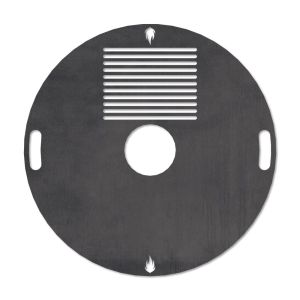Feuerplatte Grillplatte mit integriertem Rost Ø 98 cm Design 3 Schamotte-Shop.de