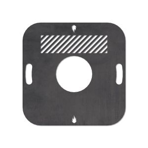 Feuerplatte Grillplatte mit integriertem Rost quadratisch 57 x 57 cm Design 2 Schamotte-Shop.de