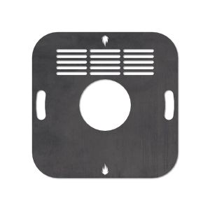 Feuerplatte Grillplatte mit integriertem Rost quadratisch 57 x 57 cm Design 3 Schamotte-Shop.de