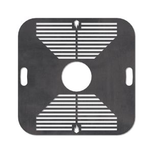 Feuerplatte Grillplatte mit integriertem Rost quadratisch 78 x 78  cm Design 1 Schamotte-Shop.de