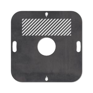Feuerplatte Grillplatte mit integriertem Rost quadratisch 78 x 78 cm Design 2 Schamotte-Shop.de