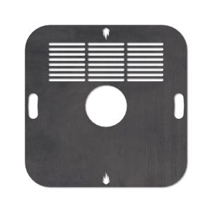 Feuerplatte Grillplatte mit integriertem Rost quadratisch 78 x 78  cm Design 3 Schamotte-Shop.de
