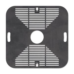 Feuerplatte Grillplatte mit integriertem Rost quadratisch 94 x 94 cm Design 1 Schamotte-Shop.de