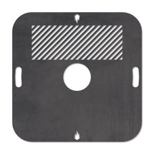 Feuerplatte Grillplatte mit integriertem Rost quadratisch 94 x 94 cm Design 2 Schamotte-Shop.de