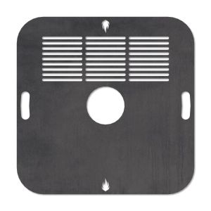 Feuerplatte Grillplatte mit integriertem Rost quadratisch 94 x 94 cm Design 3 Schamotte-Shop.de