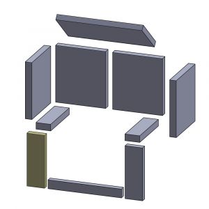 Bodenstein vorne links/rechts 240x80x25mm Feuerraumauskleidung (Vermiculite), passend für Caminos** Kamine