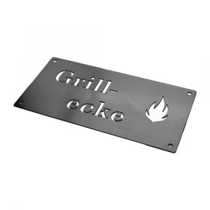 Grillecke Schild aus Edelstahl Schamotte-Shop.de