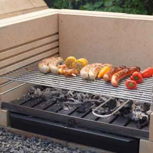 Grillrost aus Edelstahl 58 x 30 x 0,8 cm | Vorderansicht | Pur Schamotte | Schamotte-Shop.de
