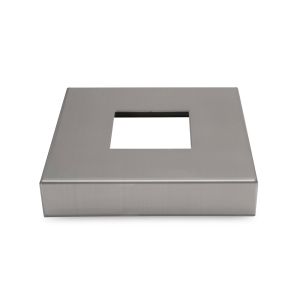Kaminabdeckplatte mit quadratischer Öffnung aus Edelstahl auf Maß
