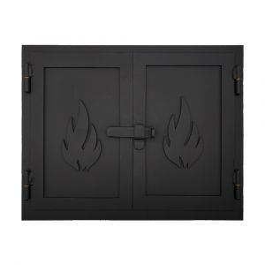 Ofen Flügeltür aus Stahl 45,0 x 30,0 cm schwarz | schamotte-shop.de