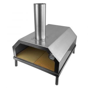 Pizzaofen Manhattan aus Edelstahl | Frontansicht | PUR Schamotte Øvendeck | Schamotte-Shop.de