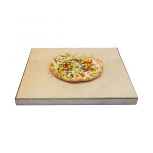 Pizzastein Grill 41,5 x 23,5 x 3,0 cm + Edelstahlrahmen passend für Burnhard