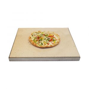 Pizzastein Grill mit Edelstahlrahmen 40 x 20 x 3 cm  PUR Schamotte  Schamotte-Shop.de