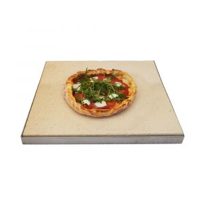 Pizzastein Grill mit Edelstahlrahmen 40 x 40 x 3 cm | PUR Schamotte | Schamotte-Shop.de