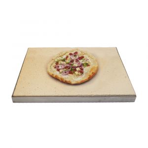 Pizzastein Grill mit Edelstahlrahmen 45 x 40 x 3 cm | PUR Schamotte | Schamotte-Shop.de