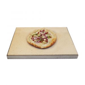 Pizzastein Grill mit Edelstahlrahmen 45 x 40 x 3 cm  PUR Schamotte  Schamotte-Shop.de