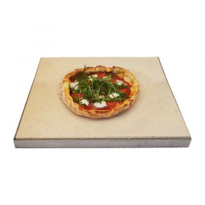 Pizzastein Grill mit Edelstahlrahmen 50 x 50 x 3 cm  PUR Schamotte  Schamotte-Shop.de