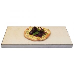 Pizzastein Grill mit Edelstahlrahmen 60 x 30 x 3 cm | PUR Schamotte | Schamotte-Shop.de