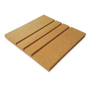 Rillenplatte Schamotte 400x400x30mm 3 Rillen | universal einsetzbar | PUR Schamotte | Schamotte-Shop.de