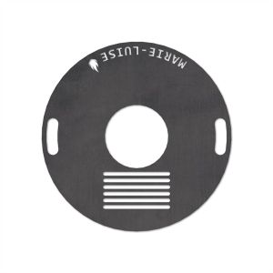 Feuerplatte mit integriertem Rost Ø 60 cm mit Wunschname Design3 Schamotte-Shop.de