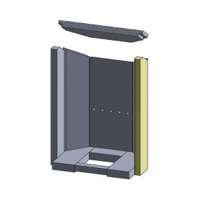 Wandstein vorne rechts 480x82x25mm (Vermiculite) passend für Justus Seeland **