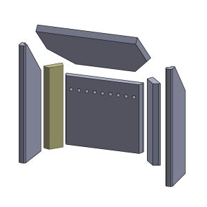 Wandstein hinten linksrechts 299x70x25mm (Vermiculite) passend für Fireplace