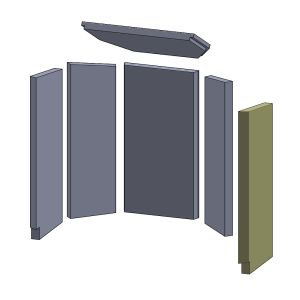 Wandstein vorne rechts 598x220x25mm (Vermiculite) passend für GKT Evolution **