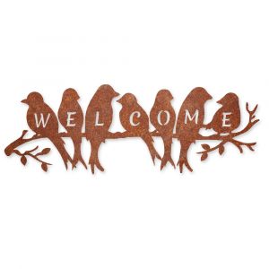 Edelrost welcome birds Aufhänger » Schamotte-Shop.de