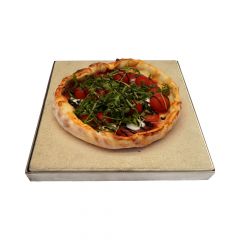 Profi Pizzastein Grill mit Edelstahlrahmen 30 x 30 x 3 cm |Cordierit | Schamotte-Shop.de
