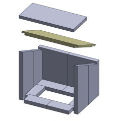 Heizgasumlenkplatte unten 440x285x25mm (Vermiculite) passend für Haas+Sohn Lahti **