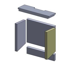 Feuerraumauskleidung Wandstein rechts 375 x 212 x 30 mm Brennraumauskleidung für Kaminöfen, Flamado schamotte-shop.de