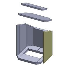 Feuerraumauskleidung Wandstein vorne rechts 480 x 235 x 30 mm Brennraumauskleidung für Kaminöfen, Flamado | schamotte-shop.de
