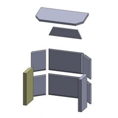 Wandstein vorne links/rechts 385x215x40mm (Schamotte) passend für Haas+Sohn **