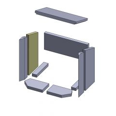 Feuerraumauskleidung Wandstein hinten links/rechts 450 x 190 x 30 mm Brennraumauskleidung für Kaminöfen, Flamado | schamotte-shop.de
