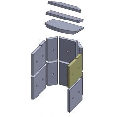 Wandstein vorne oben rechts 243 x 229 x 25 mm Brennraum Ersatzteil passend für Fireplace Alicante, Flamado | schamotte-shop.de
