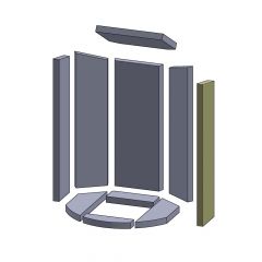 Wandstein vorne rechts 584x122x25mm (Vermiculite) passend für Skantherm**