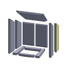 Wandstein hinten rechts 370x120x25mm (Vermiculite) passend für Skantherm**