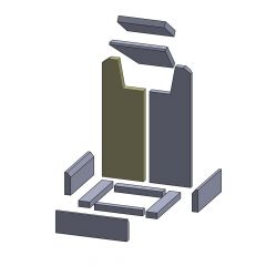 Rückwandstein links 490x171x25mm (Vermiculite) passend für Skantherm**