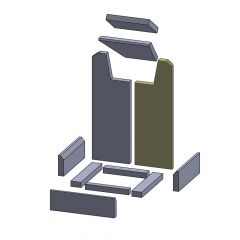 Rückwandstein rechts 490x171x25mm (Vermiculite) passend für Skantherm**