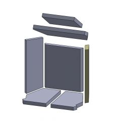 Wandstein rechts 380x185x25mm (Vermiculite) passend für Skantherm**