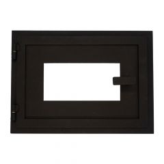 Ofentür aus Stahl 35 x 26 cm schwarz mit Sichtscheibe Schamotte-Shop.de