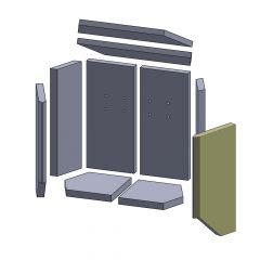 Wandstein vorne rechts 399x200x25mm (Schamotte) passend für Lotus **