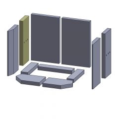 Wandstein vorne links/rechts 370x165x30mm (Vermiculite) passend für Eurotherm **