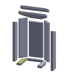 Bodenstein links/rechts 242x62x30mm (Schamotte) Feuerraumauskleidung, passend für Drooff**Kamine