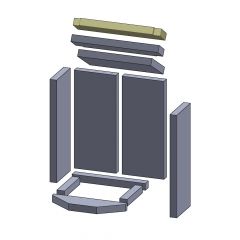 Heizgasumlenkplatte oben hinten/vorne 383x80x30mm (Vermiculite) passend für Drooff **