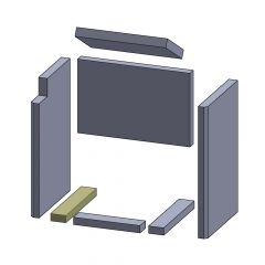 Bodenstein links/rechts 278x52x25mm (Schamotte) Feuerraumauskleidung, passend für Drooff**Kamine