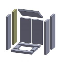 Wandstein vorne/hinten links/rechts 528x138x30mm (Schamotte) Feuerraumauskleidung, passend für Drooff**Kamine